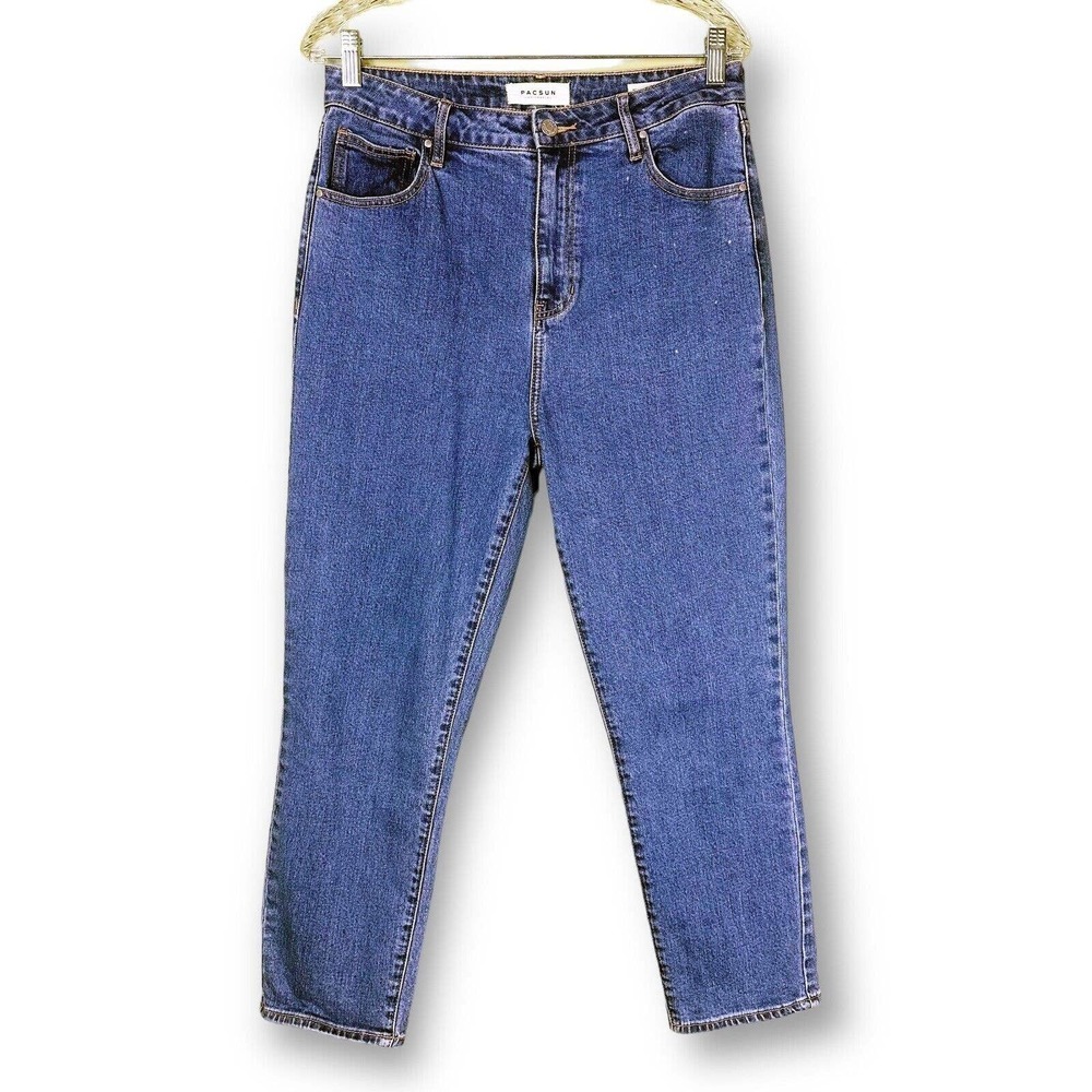 Pacsun Mom Jeans Size 30 Medium Wash High Rise Stretch Zip Fly Cotton Blue Women